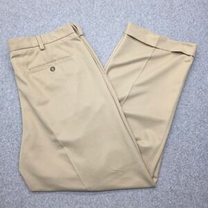IZOD GOLF Men's 38x30 Classic Double Pleated Front Khaki Polyester Pants Preppy